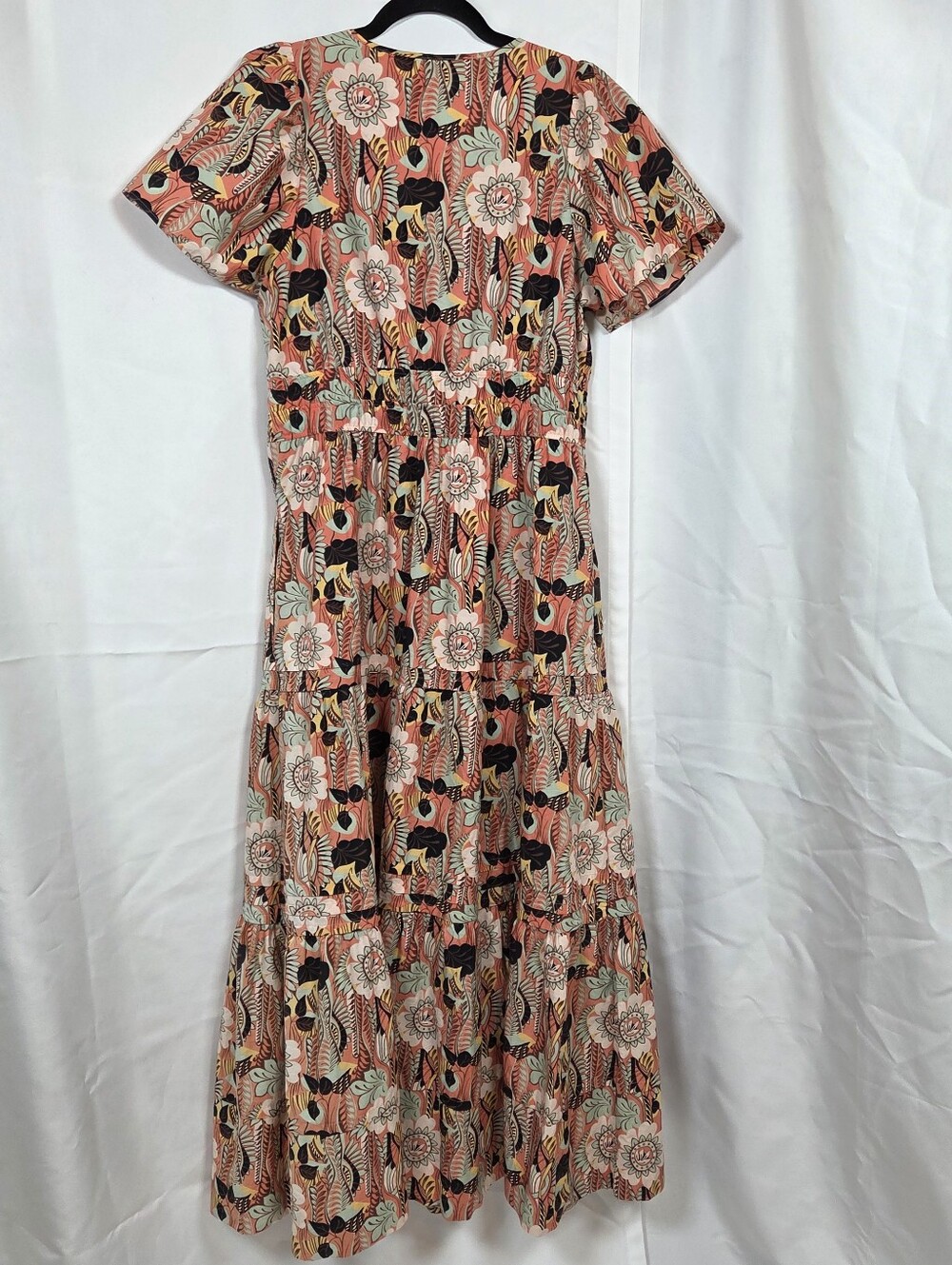 Anthropologie Somerset Warm Motif Floral Tiered Maxi Dress Short Sleeve Sz M - Picture 6 of 12